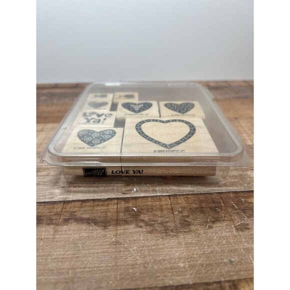 1999 STAMPIN' UP! Love Ya Wood Mounted Rubber Stamp set of 8 - Picture 3 of 4